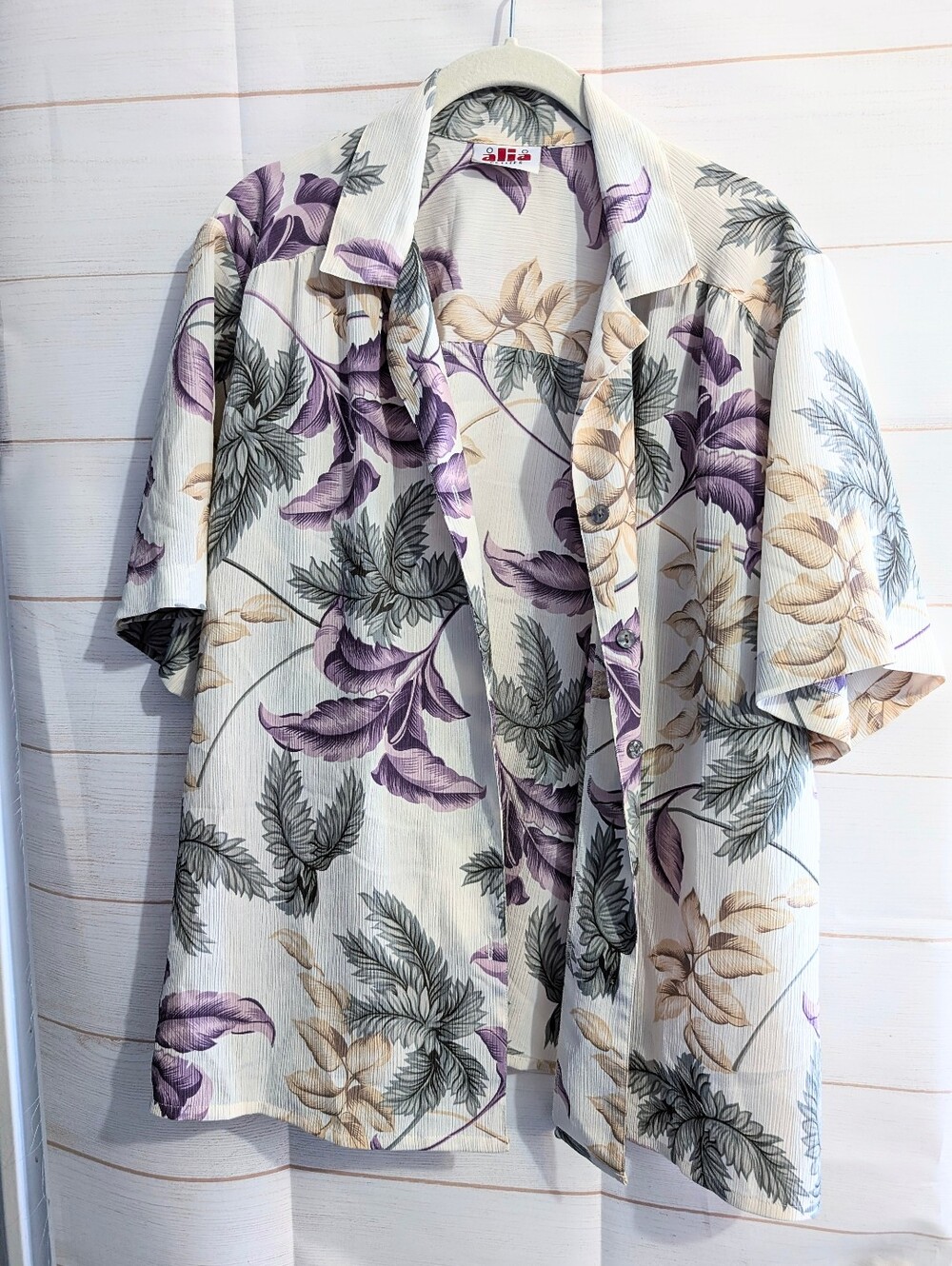 Vintage Alia Petite Floral Print Short-Sleeve Button-Down Shirt Size 16P